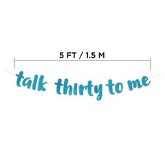 Pre-Strung Talk Thirty To Me Teal Glitter Banner – Funny 30th Birthday Decora…