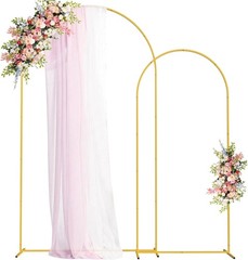 Gold Metal Arched Backdrop Stand Set for Weddings, Birthdays, and Celebrations