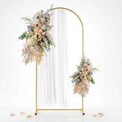 6FT Gold Metal Arch Backdrop Stand, Square Balloon Arch Stand 6ft(H)*2.6ft(W)