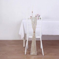5 CHAMPAGNE Tulle CHAIR SASHES Sequins Geometric Pattern Party Events