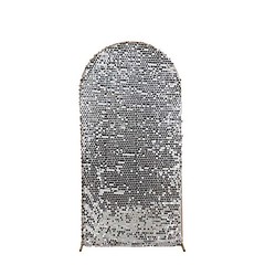 7 ft SILVER Big Payette Sequin Fitted Round Top Wedding Arch STAND COVER Party
