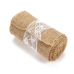 5×108-Inch Natural BURLAP CHAIR SASH White Floral Lace Party Event Supplies