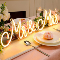 Mr and Mrs Neon Sign for Wedding 25 X 7 Inches Neon Light LED Backdrop Wall Deco