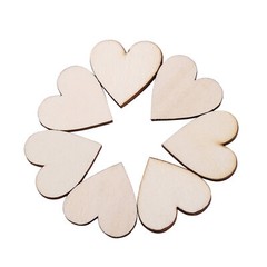 Heart Shape Wood Embellishment For Weddings Plaques Ornament(30mm 50pcs)♡