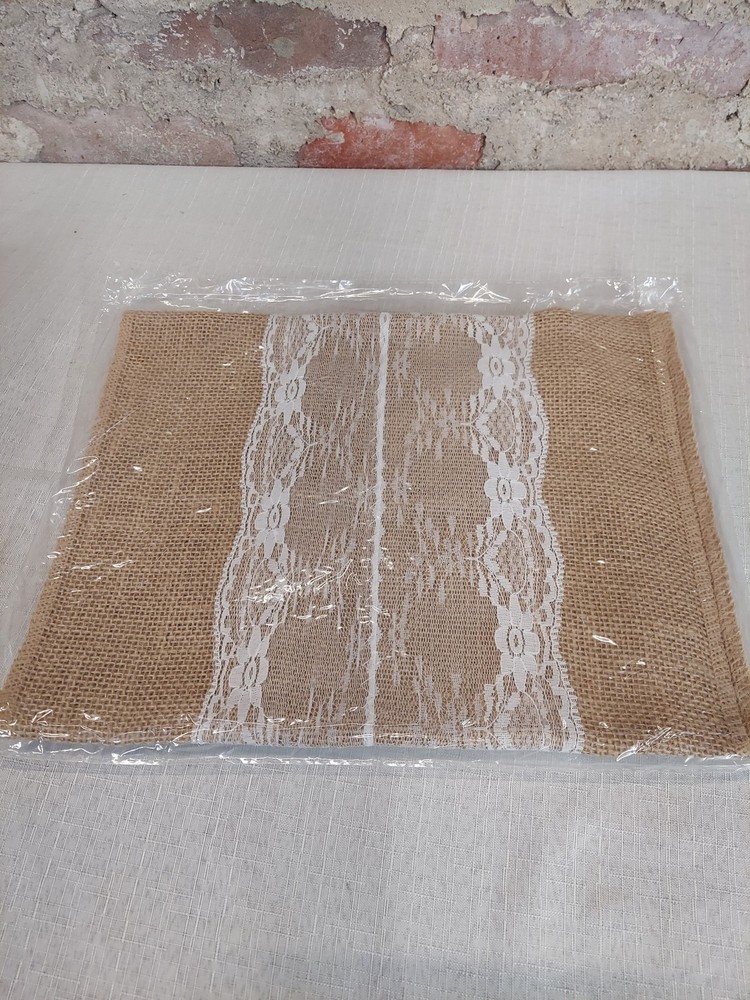Burlap Lace Table Runner Rustic Wedding Party Event Decor 70 Inch Natural White