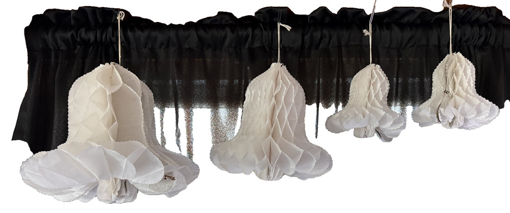 4 Pieces Paper Wedding Party Bells White Honeycomb Hanging – 9″, 7″, 5″ USA