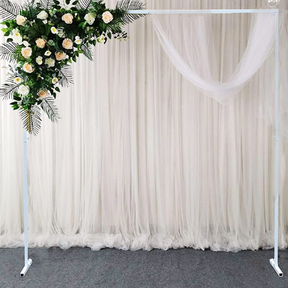 10x10FT White Metal Wedding Arch Kit Ceremony Backdrop Stand Heavy Duty -40 Lbs