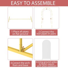 Set of 3 Gold Metal Arch Backdrop Stand (4FT, 5FT, 6FT) for Wedding Party Decor