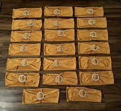 20 Lot GOLD Spandex CHAIR Sash SILVER BUCKLE SLIDER Belt WEDDING PARTY SHOWER