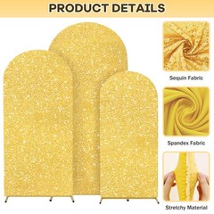 ROMANKAS Gold Wedding Arch Cover Set of 3 Arch Backdrop Cover 4&5&6ft Glitter