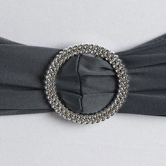 10 Charcoal Grey Spandex CHAIR SASHES with Silver Round Buckles Decorations SALE