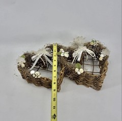 Rustic Grapevine Twig Double Heart Wall Decor Wedding Bridal Basket Centerpiece