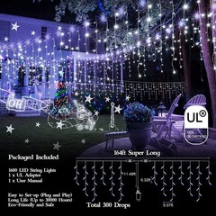 1600 LED 164FT Outdoor Christmas Lights Plug in 8 Modes with Timer Dimmable C…
