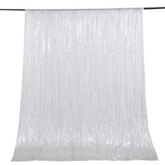 SILVER 8 ft x 8 ft Sequined Backdrop Curtain Wedding Party Booth Light Gray