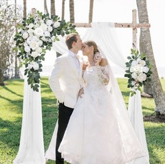 Odouzy Wedding Arch Flowers Kit White Floral Swag & Drapes Set of 3