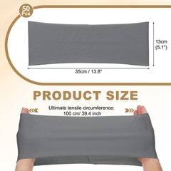 50 Pcs Spandex Chair Sashes Bows with Slider Buckle, Dark Gray