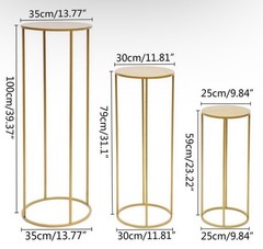 3PCS Gold Round Metal Pedestal Stands Wedding Flower Display 100cm Reusable