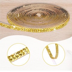 3 Yards Self Adhesive Rhinestone Ribbons Gold Rhinestone Strips Bling Crystal…