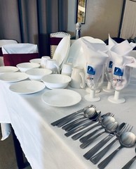 An  Elegant Event Dining  Decorations A Set For 4, Included, Dinnerware, Glasses