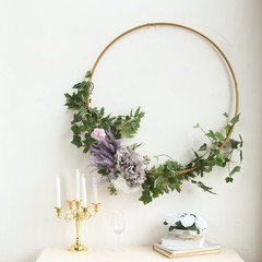 GOLD 28″ wide Round Metal Floral Hoop Wreath Ring Wedding Party Home Decorations