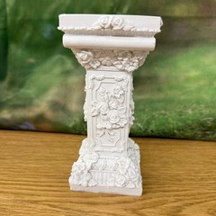 Floral Embossed White Resin Pedestal Stand For Wedding Candles or Decor