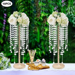 10 Pieces Small Crystal Table Centerpieces Gold Flower Stand Wedding Party Decor