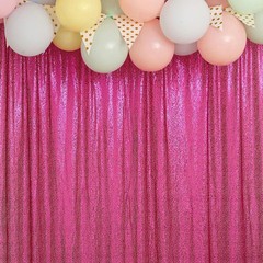 FUCHSIA 8 ft x 8 ft Sequined Backdrop Curtain Wedding Party Booth Decorations