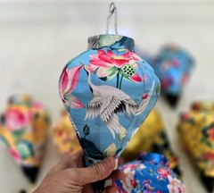 Set 8 Hoi An Silk Lanterns 22cm: Flower Lanterns for Wedding Party, Patio Decor