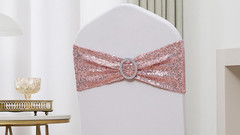 All around Sequin Rose Gold Chair Sashes for Wedding Chair Bands, Chairs Bows fo
