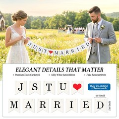 Vintage Just Married Banner Wedding Bunting Sign Photo Booth Props Garland