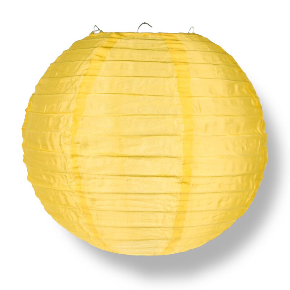 12″ Gold Yellow Nylon Lantern, Even Ribbing, Durable, Hanging Decoration