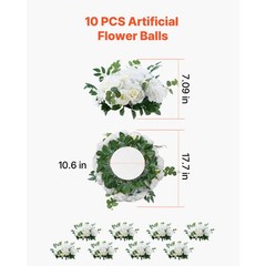 Uimoso 10pcs Fake Flower Balls for Wedding Centerpieces 17.7-Inch Arrangement