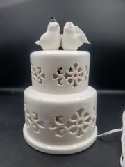 Cracker Barrel Layered Cake Accent Light Wedding Decor With Love Birds Open Box