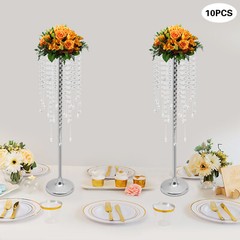 10pc Crystal Silver Flower Stand 75cm Large Flower Stand Wedding Decor