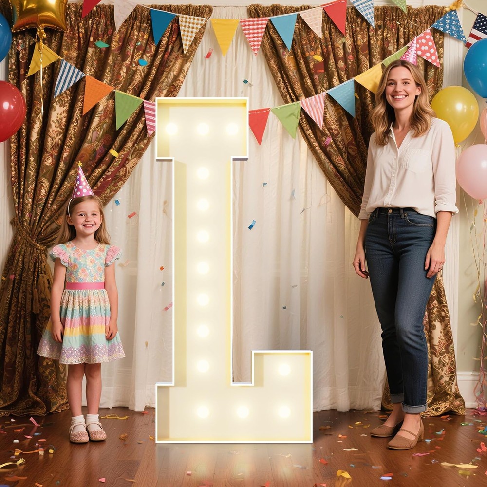 4FT Marquee Letters L Sign,Large Light Up Numbers Party Decoration – Hook and…