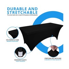 Utopia Kitchen Spandex Tablecloth 2 Pack [6FT, Black] Tight, Fitted, Washable…