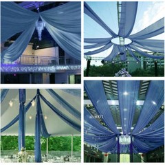 White Wedding Dress Ceiling Drapes Roof Canopy Decor Drap Fabric Chiffon Curtain