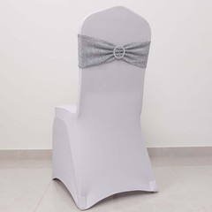 5 SILVER Spandex Chiavari Chair Cushion Covers Wedding Reception Party