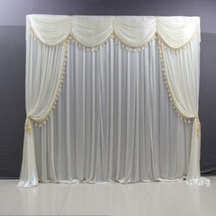 1-6M Long Ice Faux Silk Swag Drape Panel Valance W/Tassel Veil Wedding Stage DIY