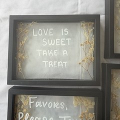 Lot of 5 black picture frames with dried flowers wedding party decor