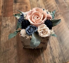 16PC Pink Dusty Blue Centerpiece Set Artificial Navy Sola Wood Wedding Flowers