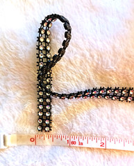 Black Rhinestone double Row, Satin Ribbon, Mesh Ribbon Wedding Party Birthday