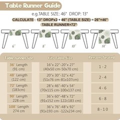 Table Runner Dahlia Pinnata Flower Beige Table 13 x 36 Inch Sage Green Grey