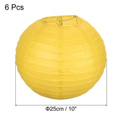 6pcs 10 Inch Folding Hanging Paper Lanterns Medium Lampshade Yellow