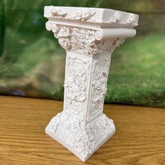 Floral Embossed White Resin Pedestal Stand For Wedding Candles or Decor