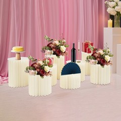 8 Pcs Foldable Paper Column Display Stands, Round Cylinder Wedding Flower Stands