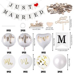 Just Married Decorations Wedding Decor Kit, Mr & Mrs Decorations Wedding Balloons Just…