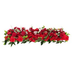 Elegant Red Floral Arrangement Row Wedding Backdrop Staircase Fence Decoration