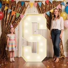 4FT Marquee Letters S Sign,Large Light Up Numbers Party Decoration – Hook and…