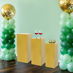 3x Metal Display Pedestal Stand Gold Display Pillars for Birthday Party Wedding